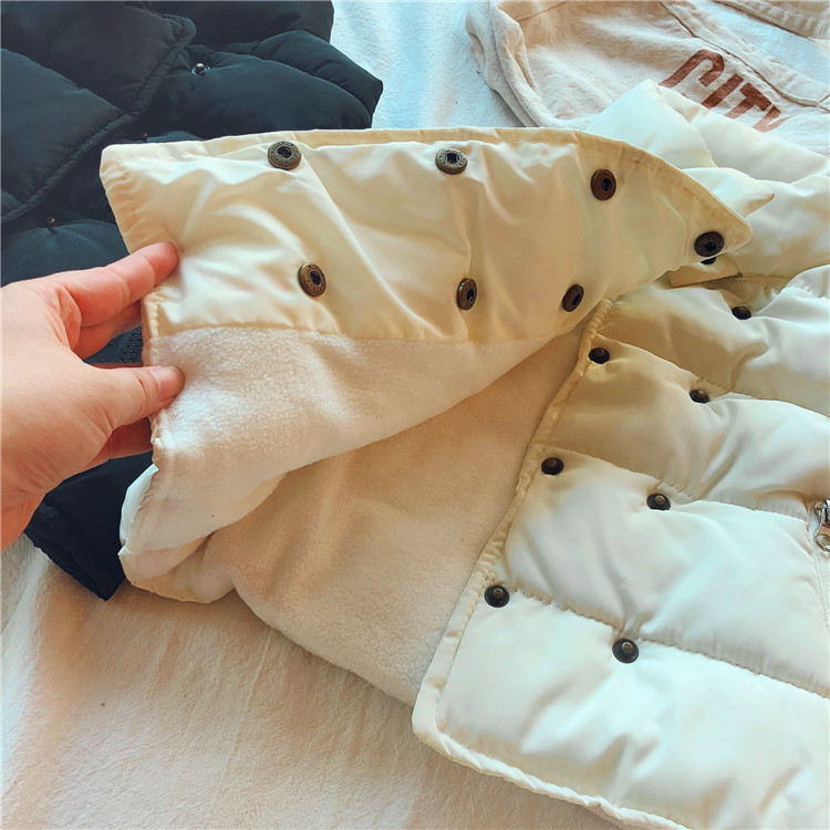 Trẻ em đứng cổ áo zip túi vest Trẻ em mặc 2018 mùa đông mới bé trai và bé gái màu rắn dày áo gile lông mẹ và bé