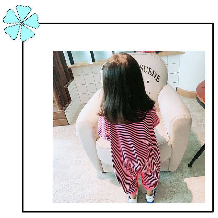 Cộng với đồ ngủ cô gái nhung dày, đồ ngủ túi jumpsuits Trẻ em mặc 2018 mùa đông lỏng sọc cho bé dịch vụ tại nhà quần áo thể thao trẻ em