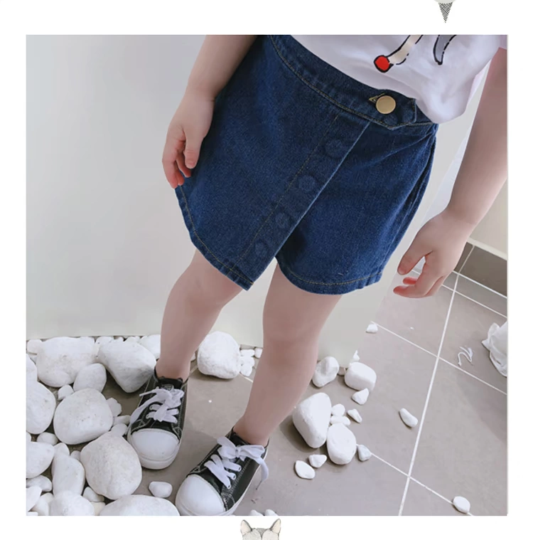 Mùa hè 2019 kiểu mới cho bé gái thoải mái quần short denim trẻ em dễ thương ngọt ngào buông tha - Quần jean