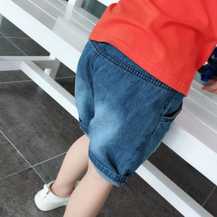 2018 vừa và nhỏ trẻ em thoải mái quần short denim mùa hè mới nam bé phim hoạt hình thời trang dễ thương quần short giản dị