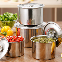 Seasoning jar jar stainless steel basin with lid household round flavor cup seasoning jar pepper lard oil tank kitchen