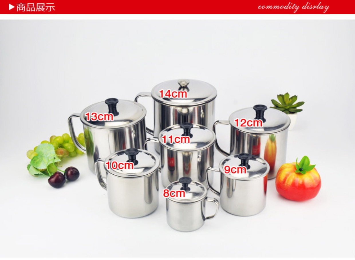 Cốc dày bằng thép không gỉ dành cho người lớn tách trà cốc rửa tay có nắp cốc trà trẻ em cốc sinh viên cốc nước lớn cốc uống nước