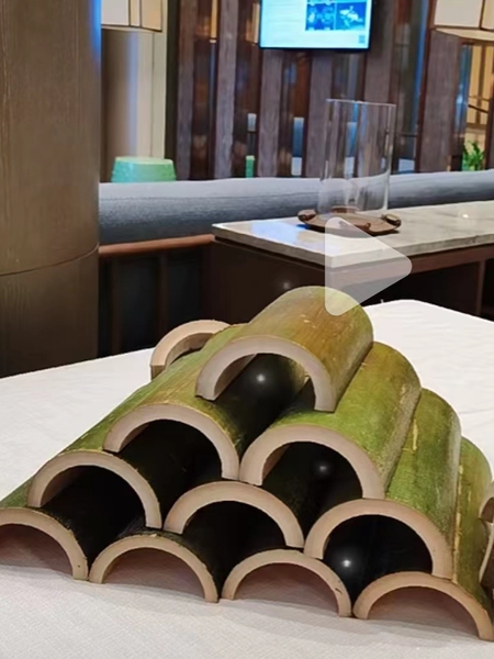 Bamboo Pipe Tile Non-Bamboo Hollow Half-Open Shape Ornament Furnishing Wedding Banquet Bamboo Products Rubble