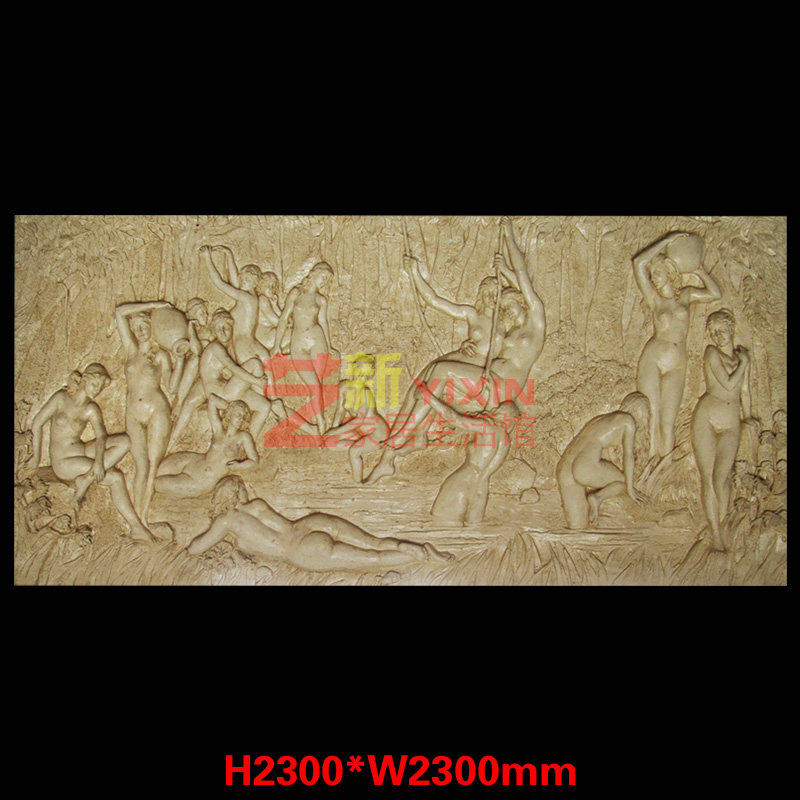 Sandstone relief home decoration bathing women bathing pictures screen porch art mural European character background wall