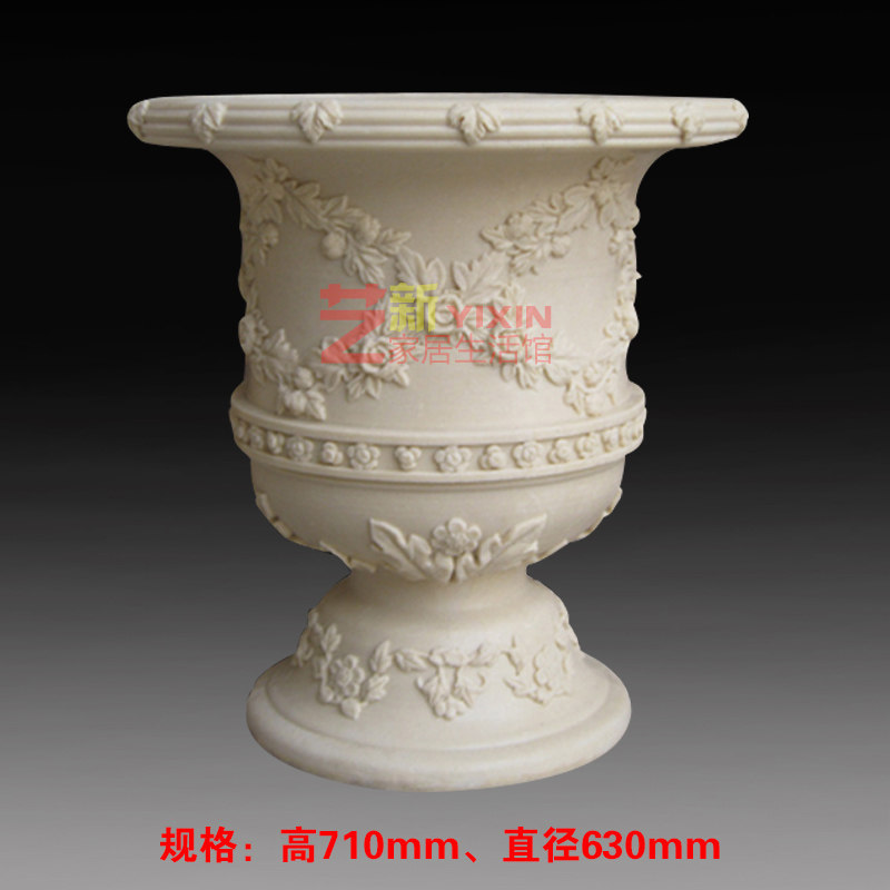 Sandstone flower pot flower pot sandstone sculpture artificial sandstone landscape garden ornaments sandstone roll leaf flower pot