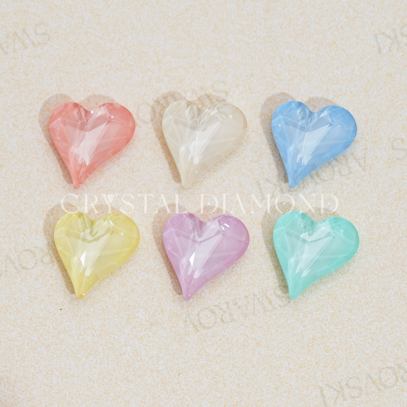 Authentic Swarovski Austrian Crystal 4809 Crooked Heart Mocha Macaron Nail Art Rhinestones Wearable Nails DIY Nail Rhinestone Decoration