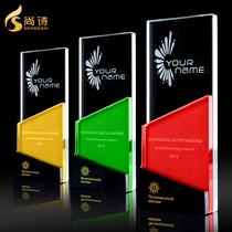 Crystal trophy custom-made creative lettering glass championship medal enterprise company employee award trophy production