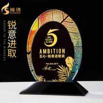 Round Crystal medals custom-made creative lettering color trophy excellent staff team awards souvenir