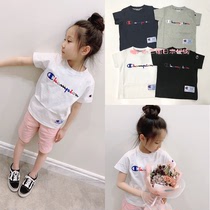 State present little second sister Japanese Champion children Short Sleeve Classic color letter pure cotton T students