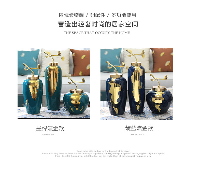 Ceramic vase furnishing articles three - piece sitting room porch light TV ark, example room key-2 luxury of modern Chinese style household ornaments