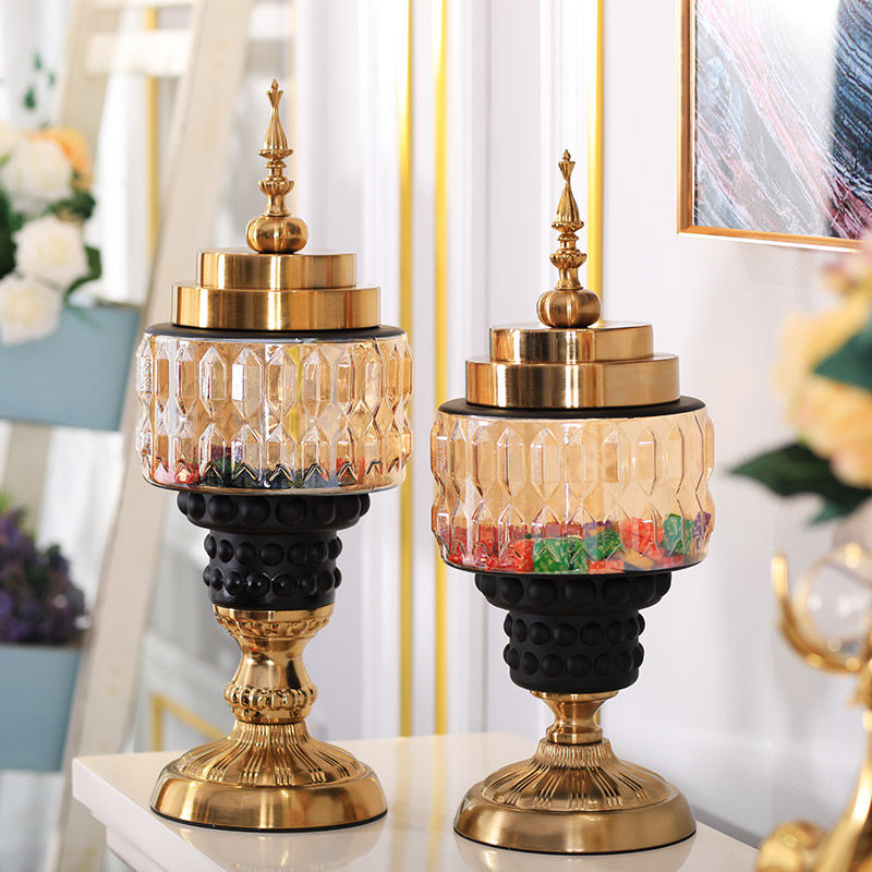 Light Extravaganza Modern American Home Storage Jar Pendulum crystal glass Candy Jar Containing room Wine Cabinet Decorations