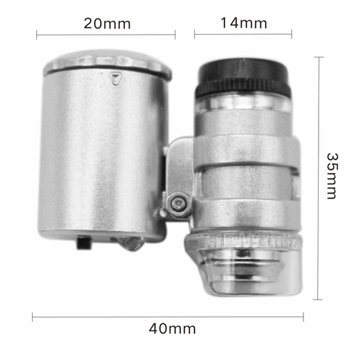 Лупа с подсветкой, портативный маленький микроскоп, ювелирное украшение, увеличение в 60 раз