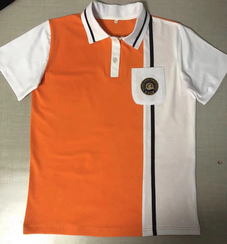 Changde City Beizheng Street Dongsheng Wuling Yu Ying No. 6 Primary School Uniform Orange and White Short-Sleeved Summer Style Casual Style for Boys and Girls