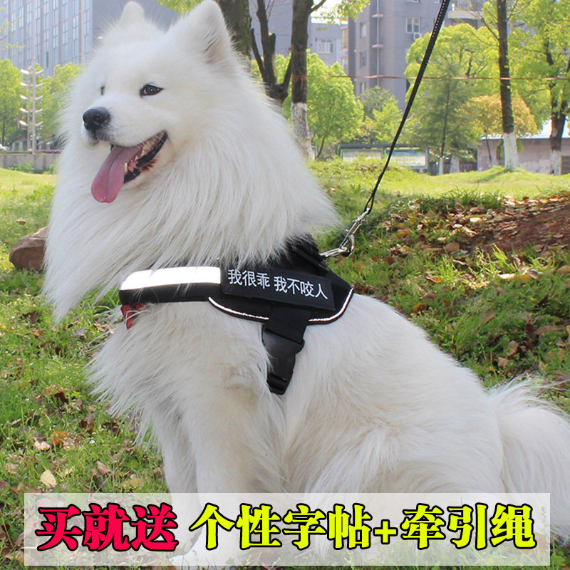 Walking dog rope traction rope dog traction rope vest type dog chain wooddog Hasky medium large dog strap