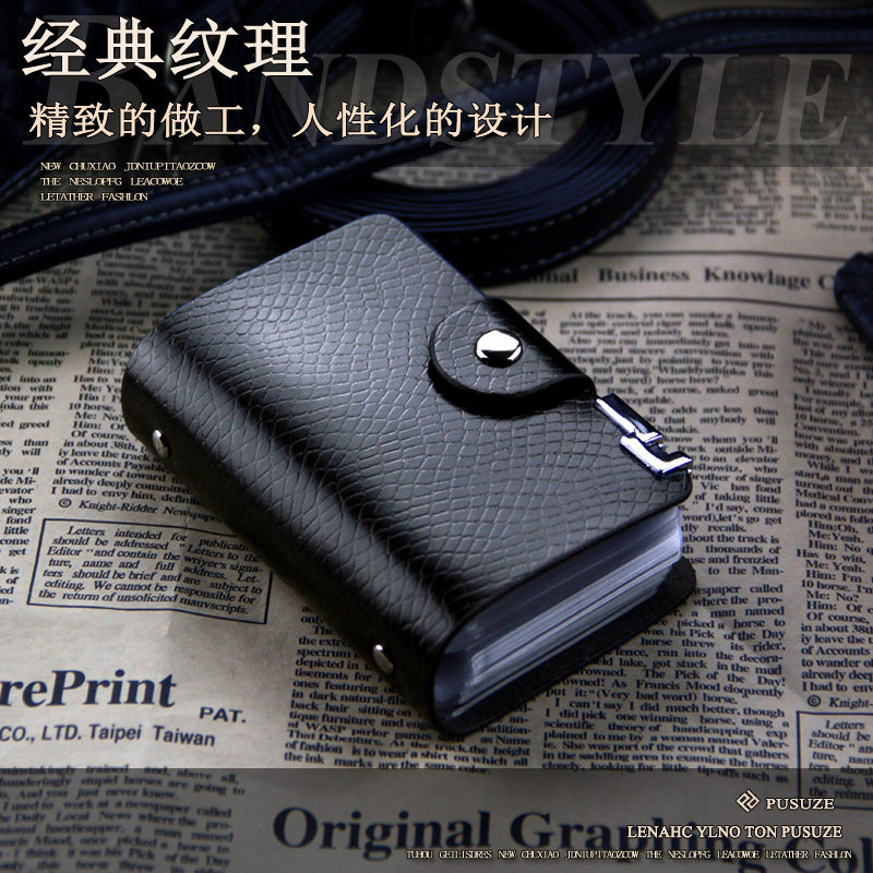 PUSUZE New Ladies Leather Card Holder Men's Business Financial Card Holder Multi-card Full Leather Anti-magnetic Leather Bag