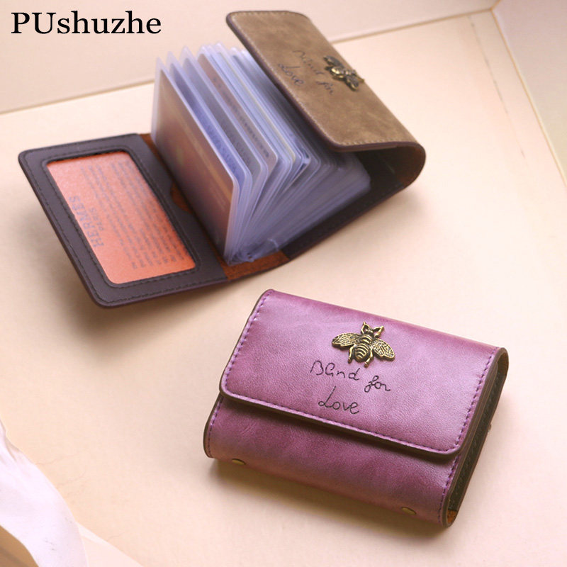 PUSUZE card bag women's small and large capacity ultra-thin certificate credit card set male card package multi-card position anti-demagnetization