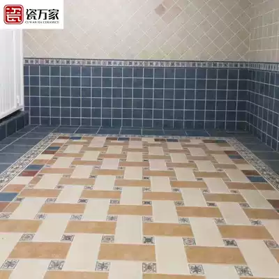 Mediterranean retro pastoral antique brick style flower pieces Spanish European-style kitchen with small flower tiles 60x60