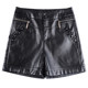 Leather Shorts Women's 2024 New Autumn and Winter Plus Velvet High Waist Slim Versatile Black PU Leather Pants Wear Short Boot Pants Trendy