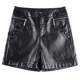 Leather shorts for women 2025 new autumn and winter high-waisted slim versatile black PU leather pants slim outer wear short boot pants trendy