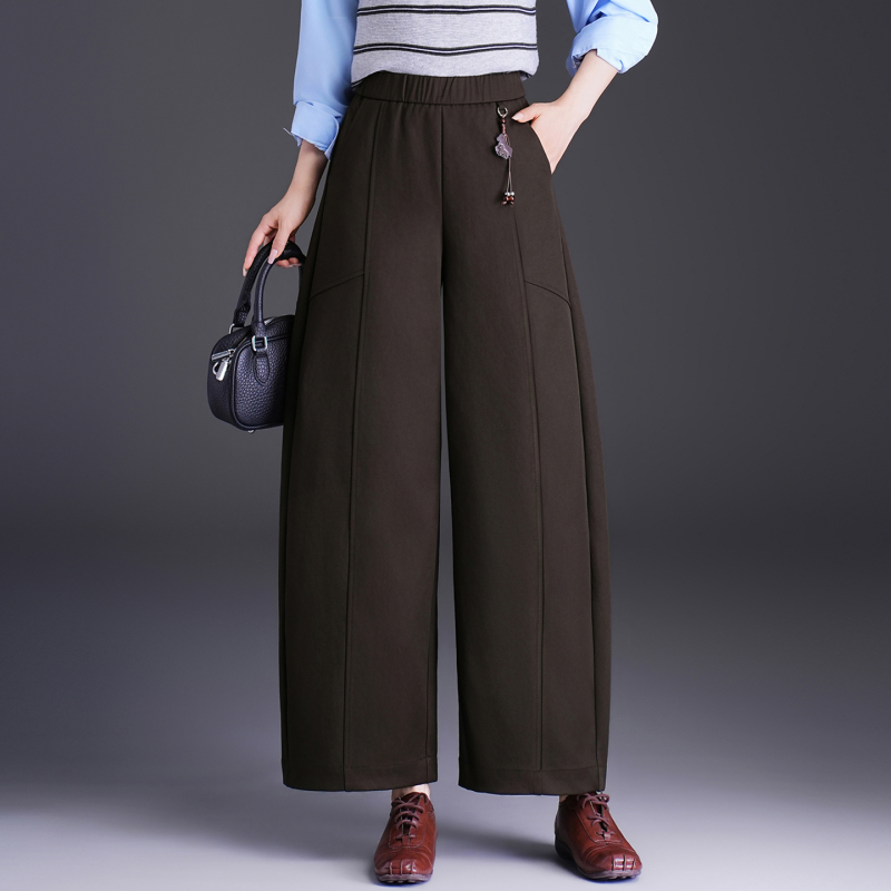 Fleece-Lined Cropped Knife-Cut Pants for Women, New Autumn and Winter Style, Petite Wide-Leg Pants, Loose and Slimming, Suitable for Middle-Aged and Elderly Mothers Fleece-Lined Cropped Knife-Cut Pants for Women, New Autumn and Winter Style, Petite Wide-Leg Pants, Loose and Slimming, Suitable for Middle-Aged and Elderly Mothers