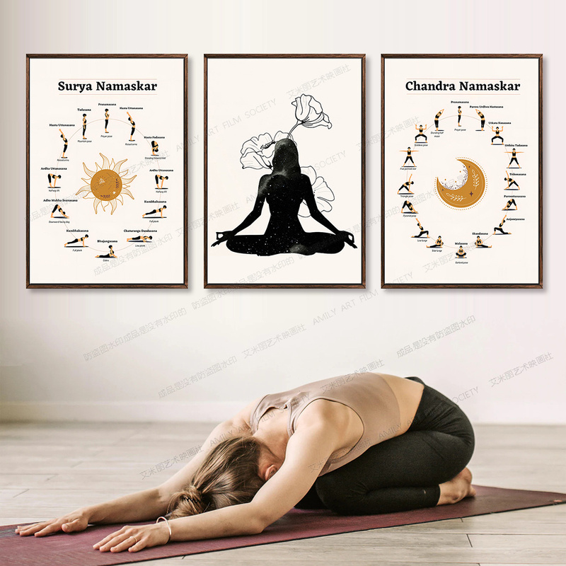 Yoga Studio Decorative Paintings, Gym Pilates Hanging Paintings, Chanrou Studio Yoga Poses and Asanas Photo Wall Murals