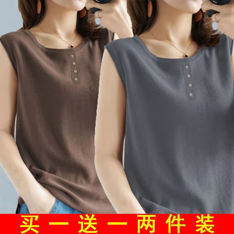 Summer New Style Pure Cotton Vest for Women, Versatile Base Shirt, Loose Outerwear, Sleeveless T-Shirt, Plus Size Camisole Top for Women