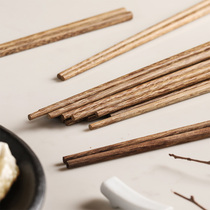 Blue Lotus chicken wing wood chopsticks 10 pairs of paint-free and wax-free household Chinese non-slip solid wood sushi chopsticks creative