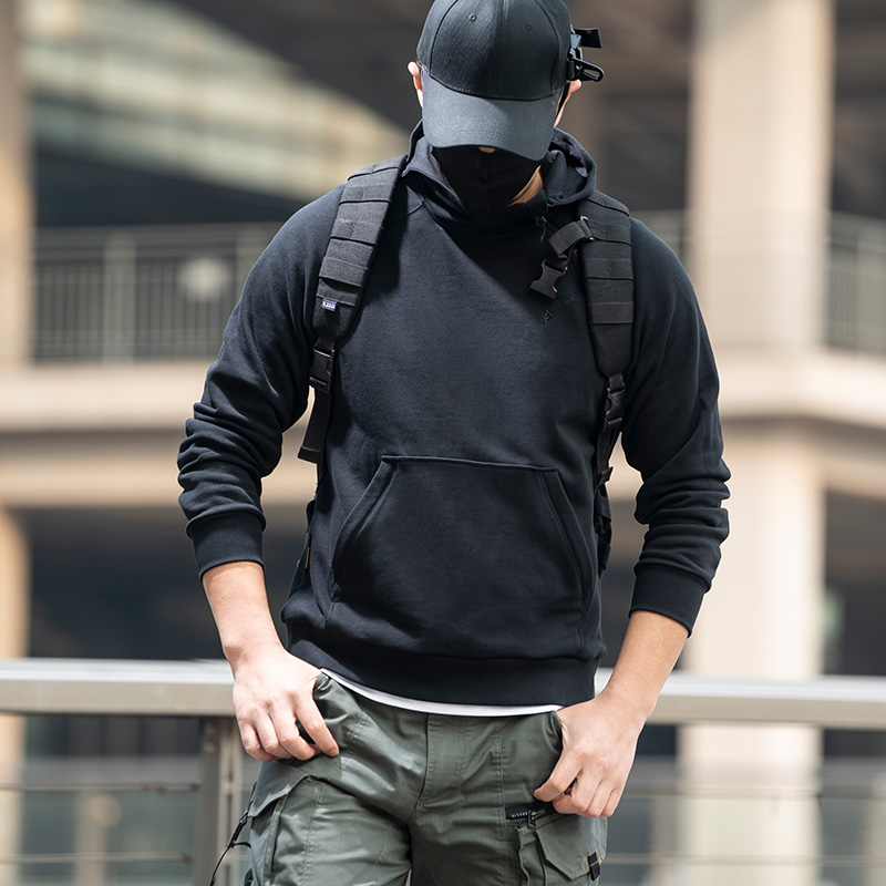 2021 new basic Cordura pull-over hooded functional wind workwear tactical sweatshirt male spring and autumn thin iron blood