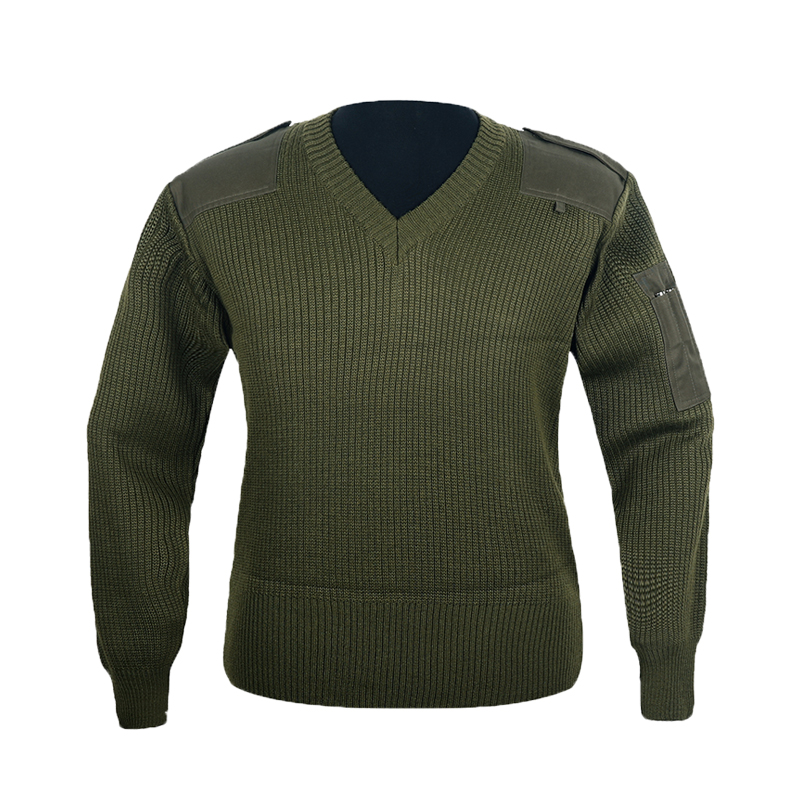 Military supplies Italian sweater Military retro army green V-neck warm sweater autumn and winter male iron blood Junpin