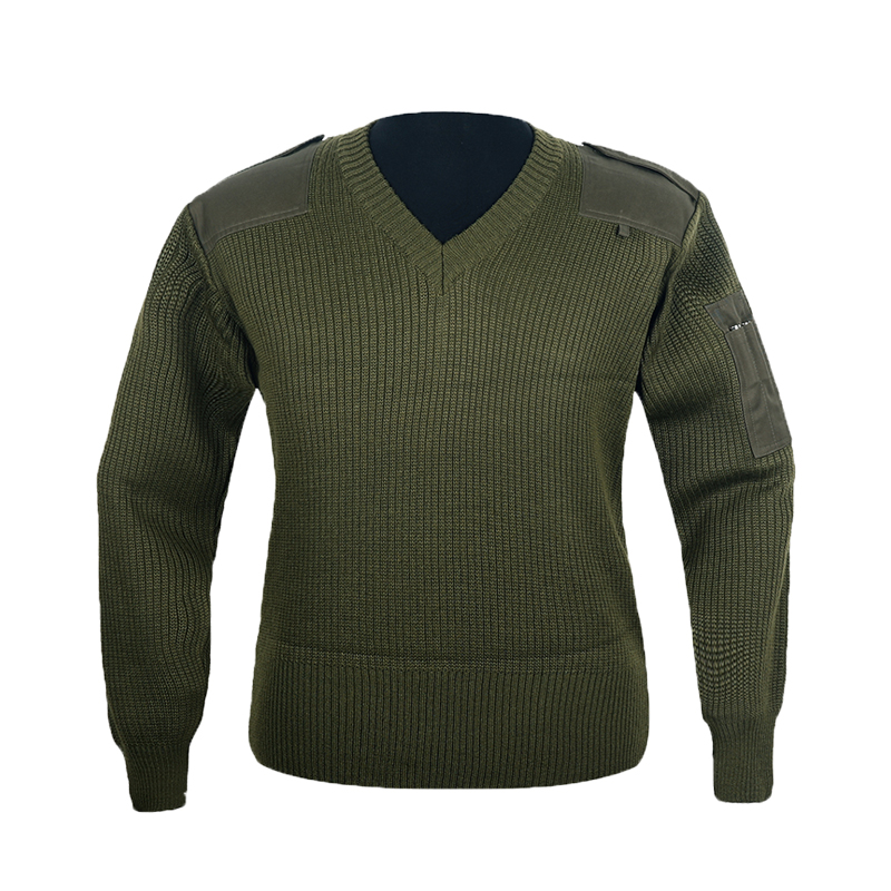 Military fan material Italian sweater military fan vintage army green V-neck warm sweater autumn and winter male iron blood monarch product