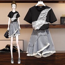 Fashion high - end high - end womens clothing 2021 summer new air skirts slim age T - shirt shorts two sets