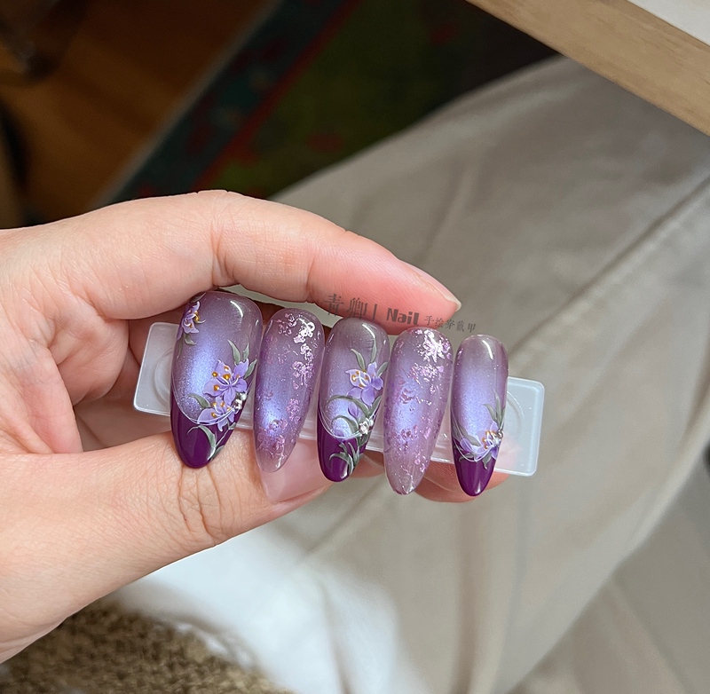 Lilac Watercolor Hand-Painted French-Style Gradient Purple Press-On Nails Lilac Watercolor Hand-Painted French-Style Gradient Purple Press-On Nails