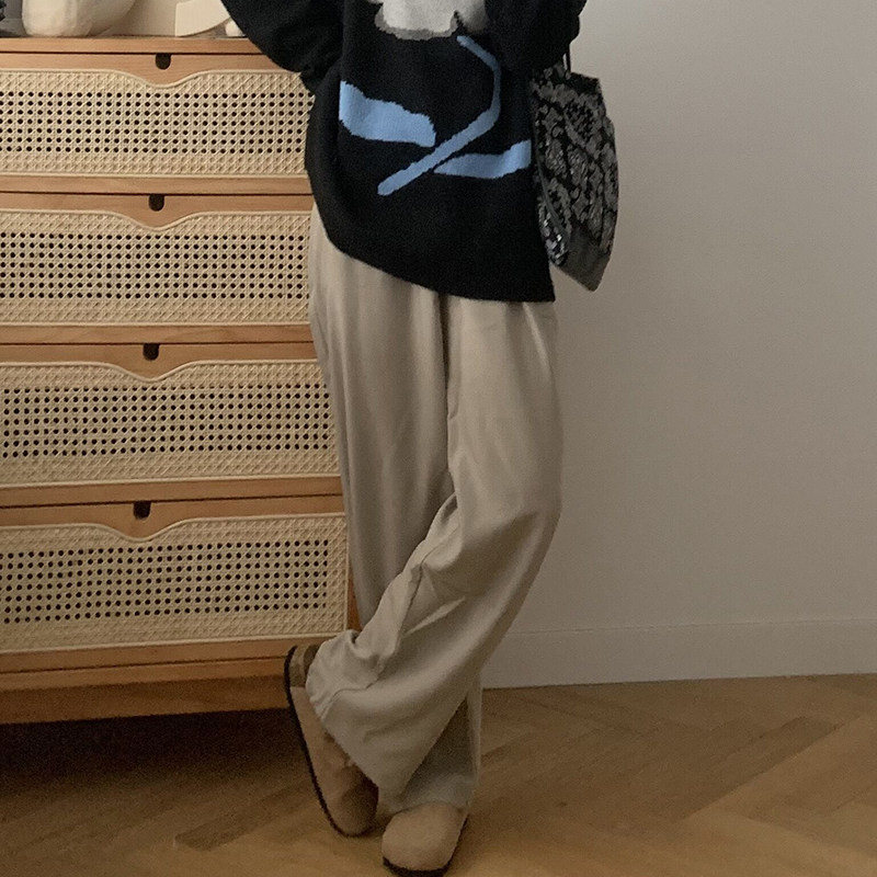 Generally cute wide-leg suit pants 2021 new autumn high waist thin loose casual pants solid color trousers