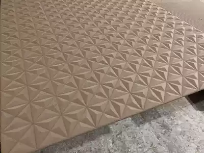 15mm Diamond grain density board pvc solid wood wave board carved flower grid living room background wall cabinet door decoration customization