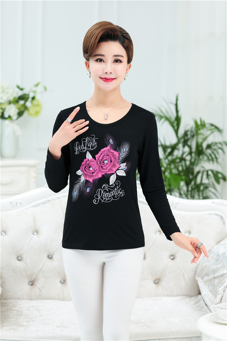 Mới mùa xuân và mùa hè ngắn tay t-shirt nữ vòng cổ phương thức bông trung niên sọc áo của phụ nữ áo sơ mi loose mẹ ăn mặc