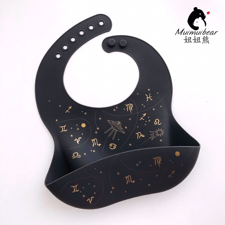 Baby silicone rubber bib waterproof portable for easy cleaning