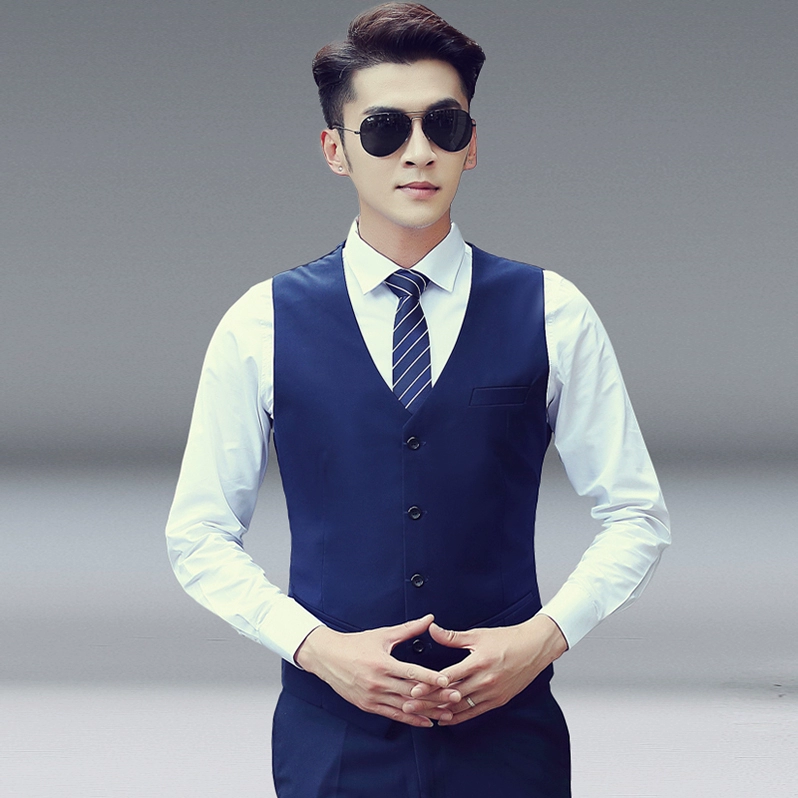 Phù hợp với người đàn ông phù hợp với anh em vest vest nam tự kinh doanh phù hợp với vest dụng cụ chuyên nghiệp mặc chính thức xu hướng Hàn Quốc - Dệt kim Vest