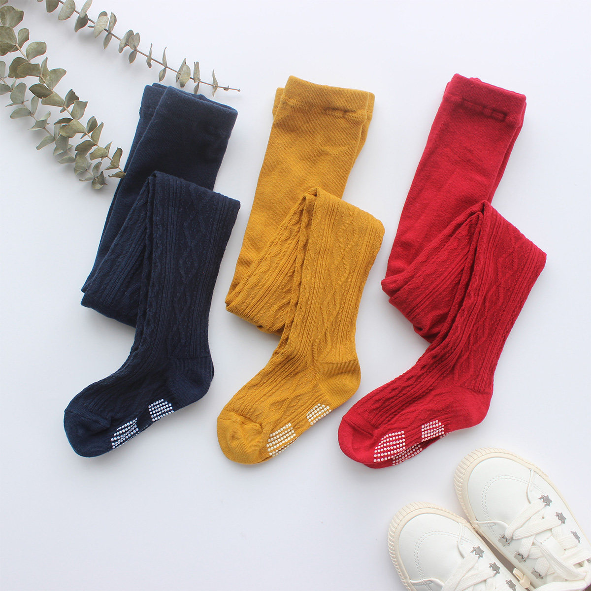 Japan Order Baby Spring Autumn Pure color cotton pantyhose Nets socks in the pantyhose The children spot rubber anti-slip floor socks in the pantyhose
