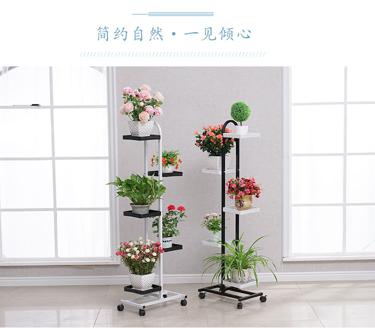 Hoa khung sắt rèn nhiều lớp có thể di chuyển giá hoa trong nhà ban công màu xanh lá cây màu xanh Bắc Âu phòng khách hiện đại giá - Kệ kệ gỗ mini