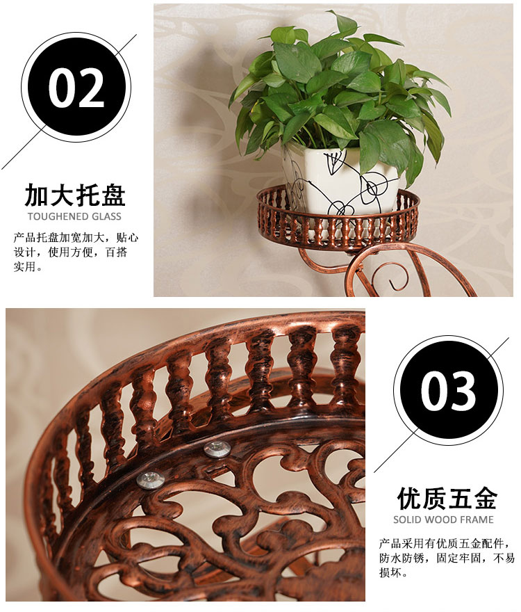 Hoa sắt rèn châu Âu nhiều lớp có thể tháo rời bánh xe ban công sàn hoa đứng xanh củ cải phòng khách đơn giản treo hoa lan đứng - Kệ giá sách để bàn