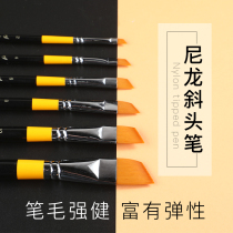 Oblique head nylon brush water chalk art oil painting acrylic digital oil painting watercolor pen single joint examination brush set