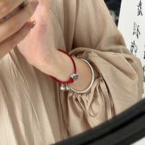 One seventeen hands for original design One step louder and full of woven red rope s925 silver bell hand chain woman