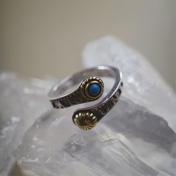 Made in japan abyss turquoise s925 silver open ring coin