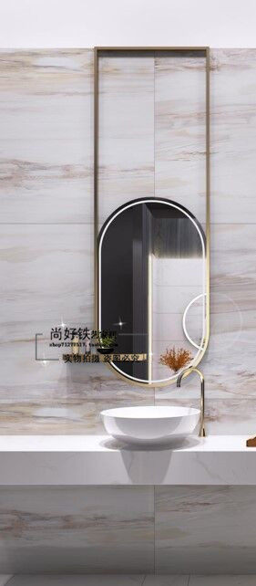 Suspension rod oval mirror bathroom mirror hotel room bathroom mirror ceiling hanging mirror hanging bathroom mirror