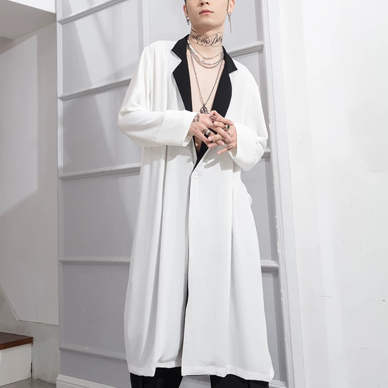 Summer long trench coat, white jacket, mid-length