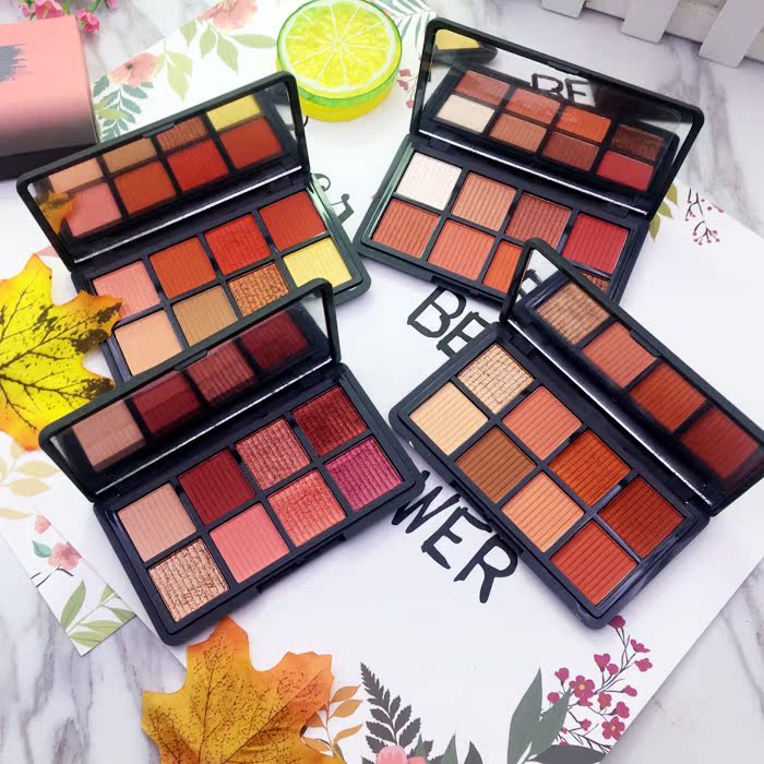 Xác thực giữ gương sống cảm ứng mờ bột phấn mắt tám màu Maple leaf hoa hồng hoàng hôn màu đỏ với cùng một đoạn - Bóng mắt phấn kẻ mắt