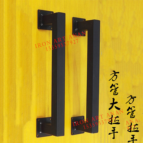 Minima square pipe iron art handle door wooden door house door retro door handle?The car door handles the industrial wind matt black.