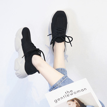 Luxury small fan dad shoes womens summer breathable 2021 new mesh thin section black thick-soled casual sports shoes