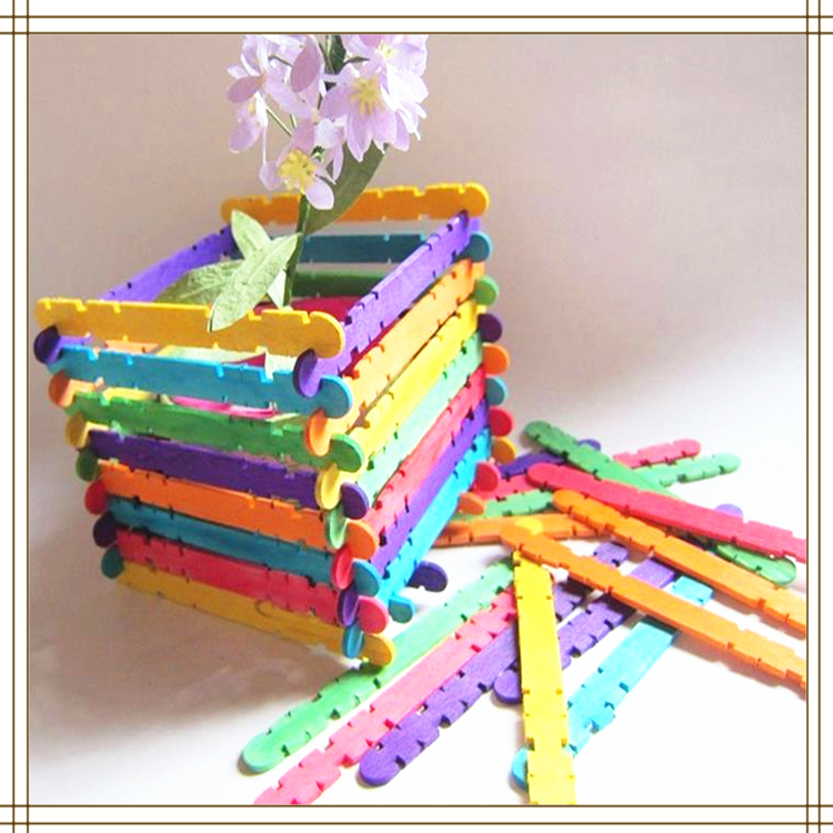 Children Artisanal material Colour magic wand 114 Zigzag Popsicle Stick Ice Cream Bar (48 roots) Wood Bar Wood Bar