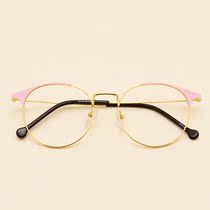 Ultra-light retro literary metal glasses frame female can be equipped with myopic astigmatism anti-blue eye frame male makeup round frame